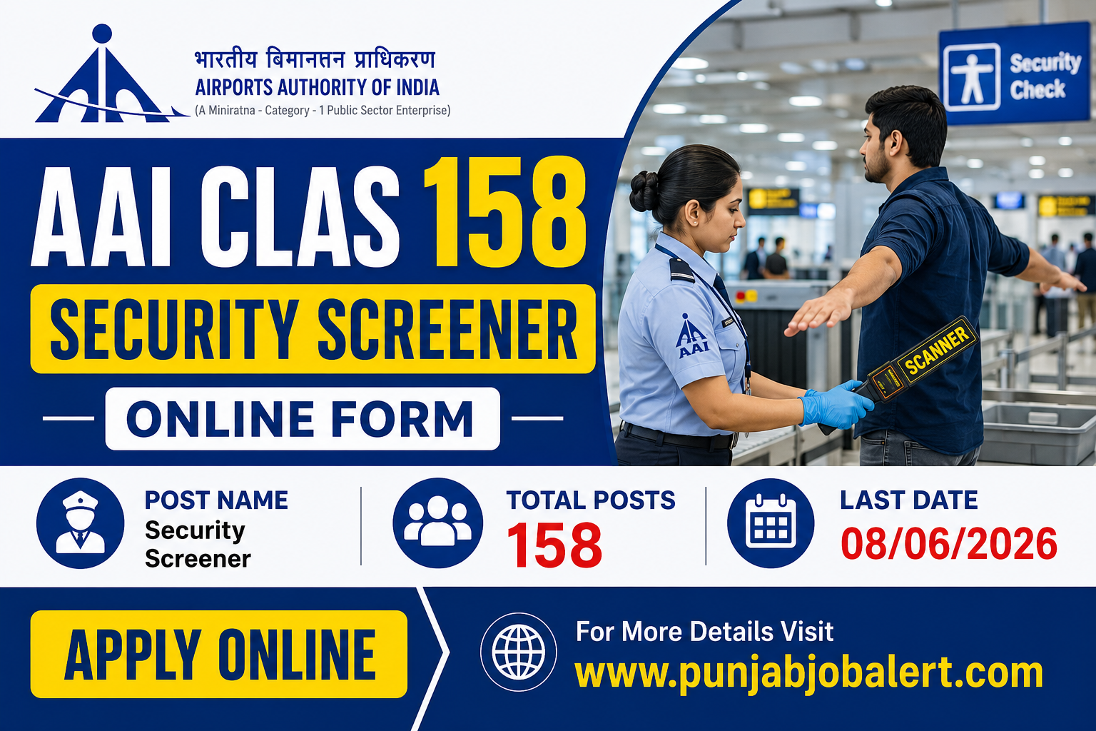 AAI CLAS 158 Security Screener Online Form 2026 - PunjabJobAlert.com