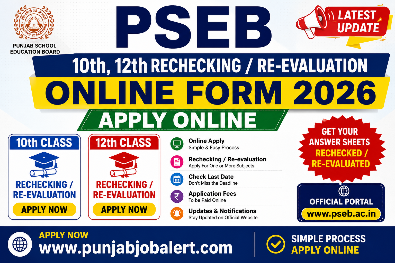 Pseb Correction Form.pdf PSEB 10th,12th Rechecking/ Re-evaluation Online Form 2026 ...